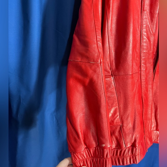 Red Georgetown Leather Design Vintage Bomber Style Leather Jacket-Men’s Small - Picture 12 of 12